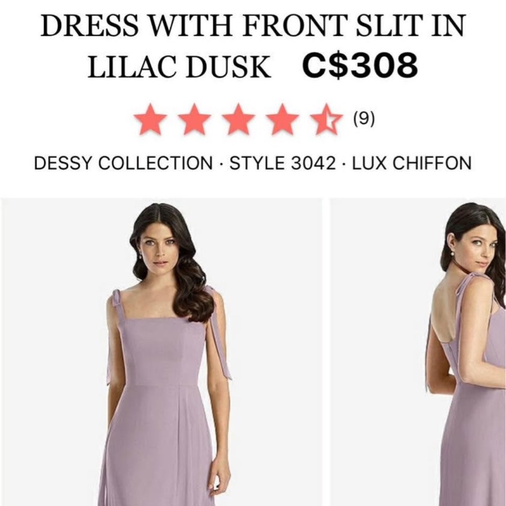 Dessy Collection Lilac Dress with Slit